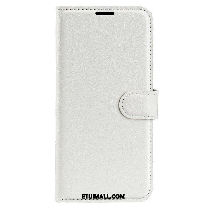 Etui Folio do iPhone 15 Klasyczna Sztuczna Skóra Litchi