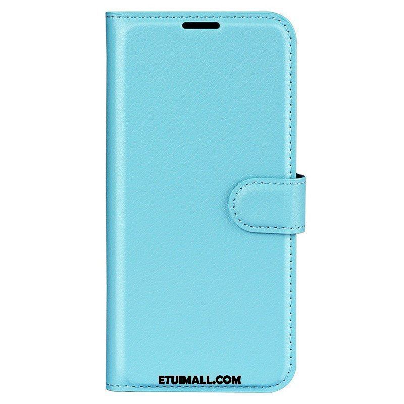 Etui Folio do iPhone 15 Klasyczna Sztuczna Skóra Litchi