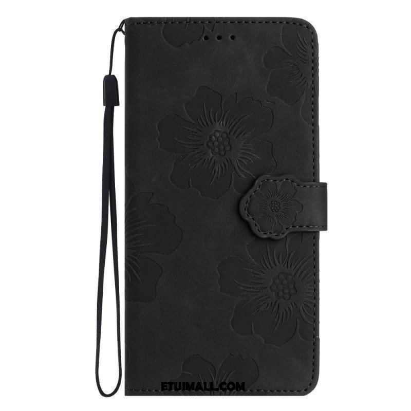 Etui Folio do iPhone 15 Nadruk Kwiatowy