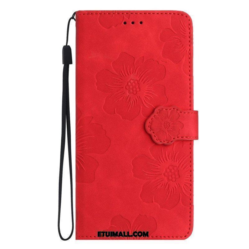 Etui Folio do iPhone 15 Nadruk Kwiatowy