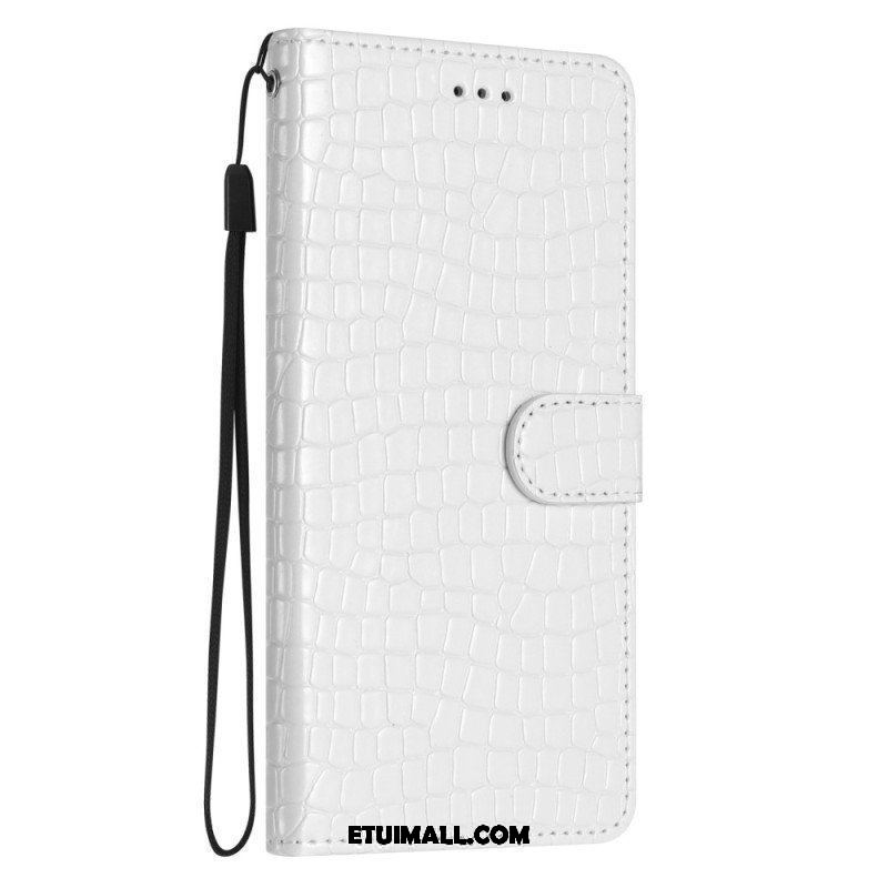 Etui Folio do iPhone 15 Plus Styl Krokodyla Z Paskiem