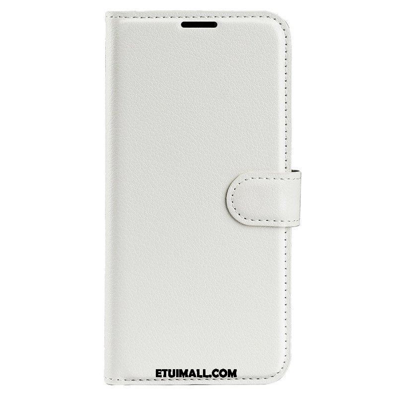 Etui Folio do iPhone 15 Pro Klasyczna Sztuczna Skóra Litchi