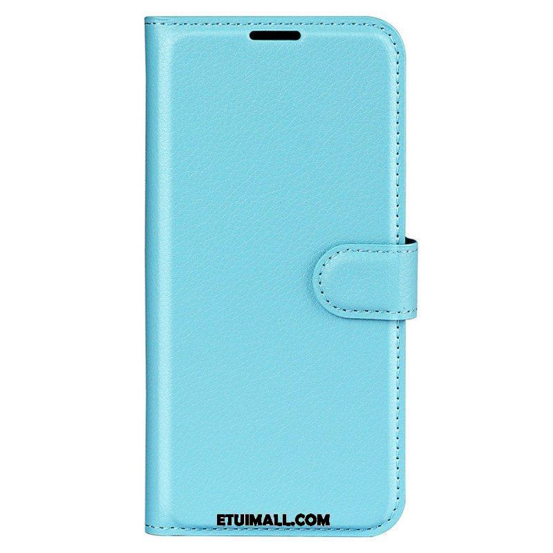 Etui Folio do iPhone 15 Pro Klasyczna Sztuczna Skóra Litchi