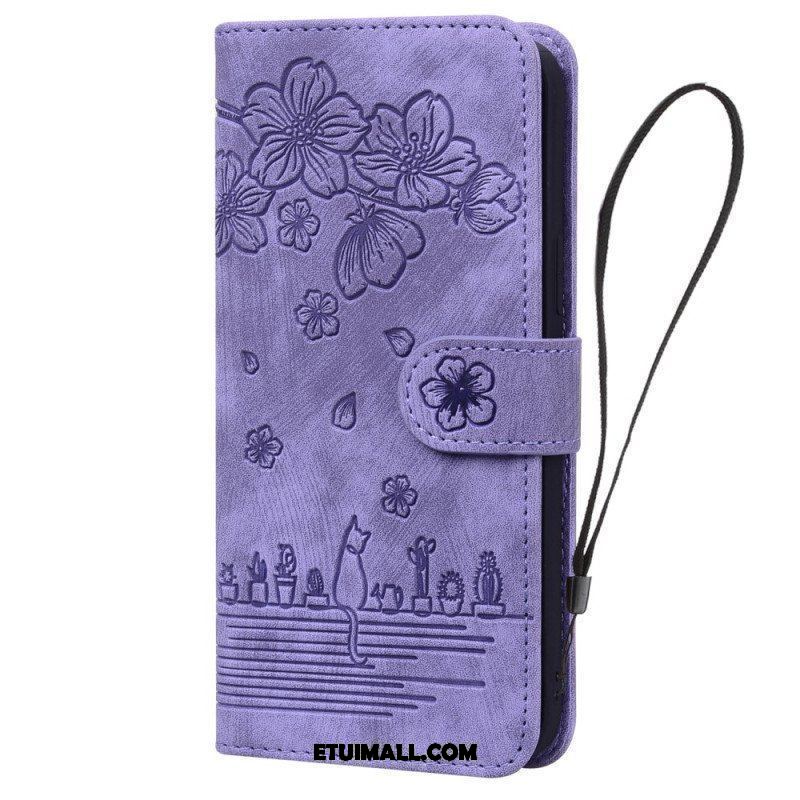 Etui Folio do iPhone 15 Pro Max z Łańcuch Stringi Cat Daydream