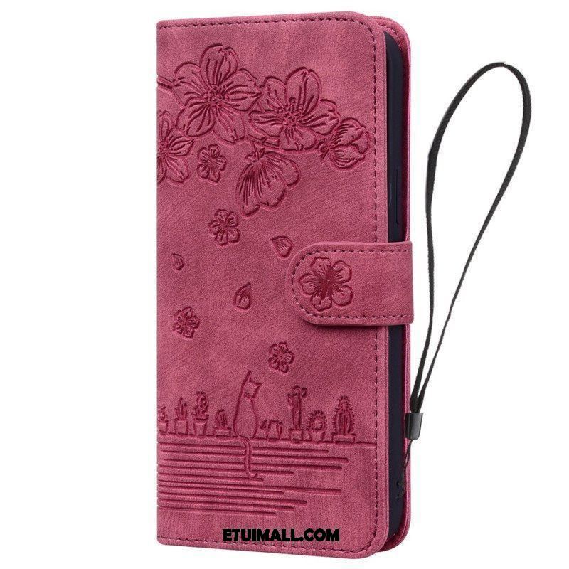 Etui Folio do iPhone 15 Pro Max z Łańcuch Stringi Cat Daydream