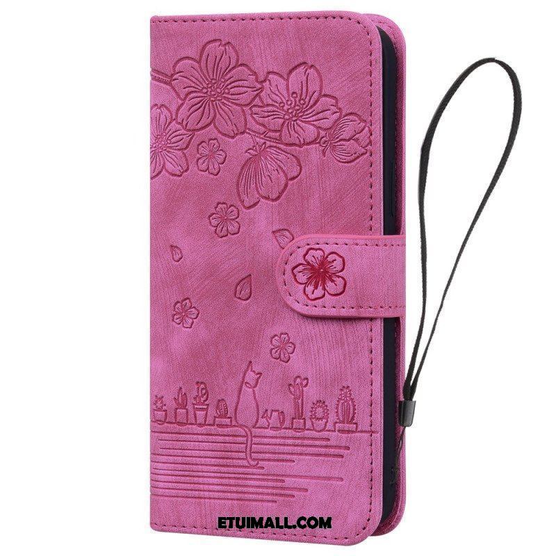 Etui Folio do iPhone 15 Pro Max z Łańcuch Stringi Cat Daydream