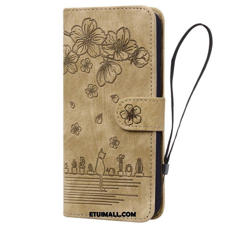 Etui Folio do iPhone 15 Pro z Łańcuch Stringi Cat Daydream