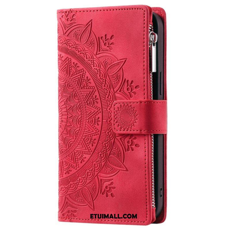 Etui Folio iPhone 16 Pro Portfel Z Efektem Zamszu W Kształcie Mandali Etui Ochronne