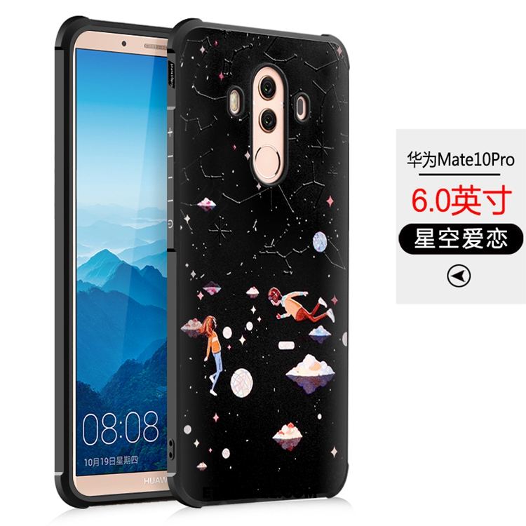 Etui Huawei Mate 10 Pro Miękki Telefon Komórkowy Relief Czarny Futerał Sklep