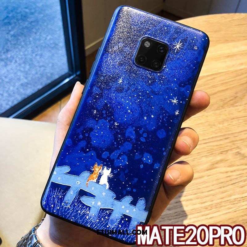 Etui Huawei Mate 20 Pro Miękki Telefon Komórkowy Zakochani Wiszące Ozdoby Ciemno Niebieski Futerał Dyskont
