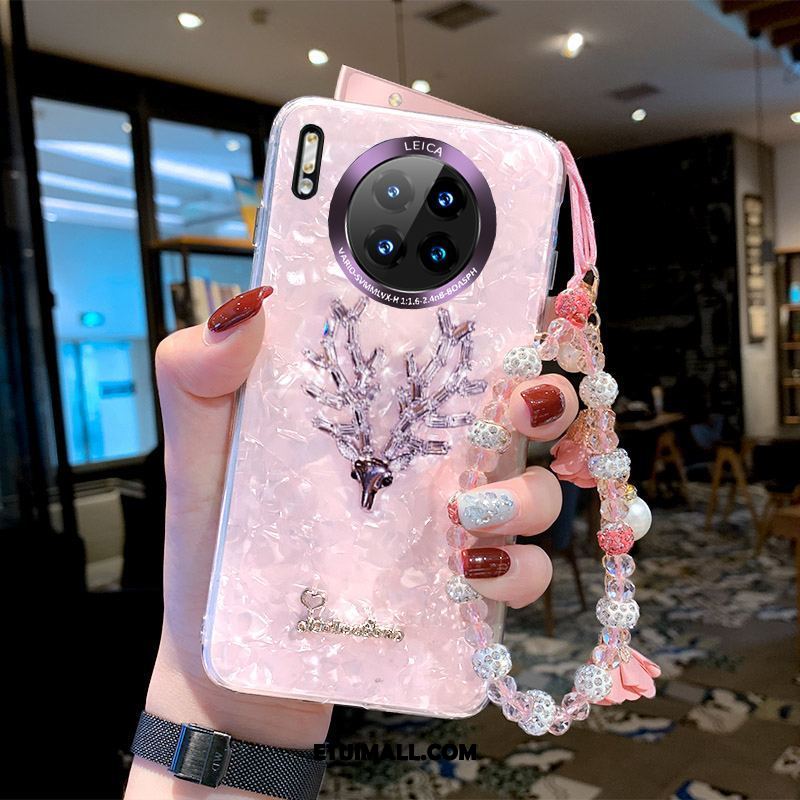 Etui Huawei Mate 30 Pro Miękki Wiszące Ozdoby Osobowość Rhinestone Biały Futerał Sklep