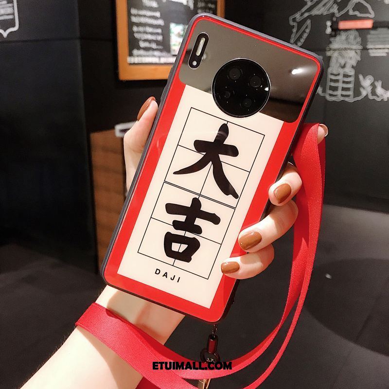 Etui Huawei Mate 30 Telefon Komórkowy Wiszące Ozdoby Czerwony Szkło Chiński Styl Futerał Sklep