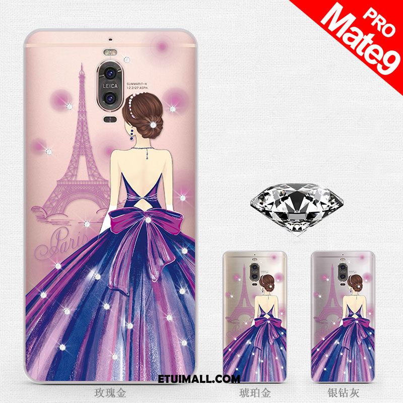 Etui Huawei Mate 9 Pro Kreatywne Rhinestone Cienka Purpurowy Anti-fall Futerał Dyskont