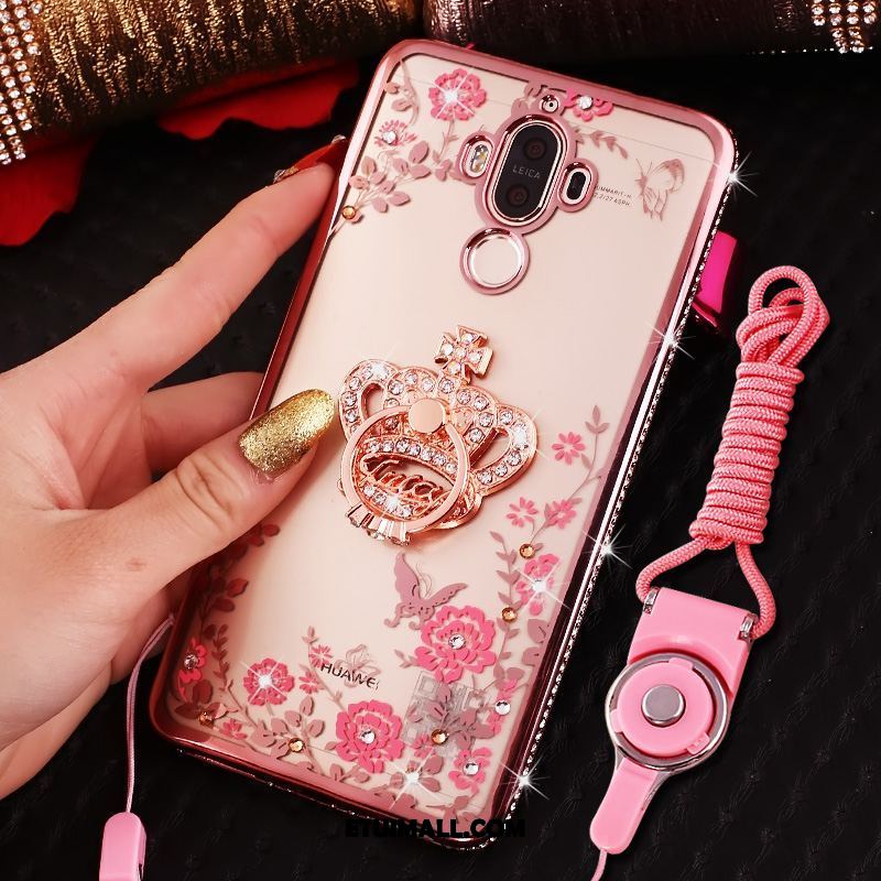 Etui Huawei Mate 9 Silikonowe Telefon Komórkowy Rhinestone Anti-fall Złoto Obudowa Sklep