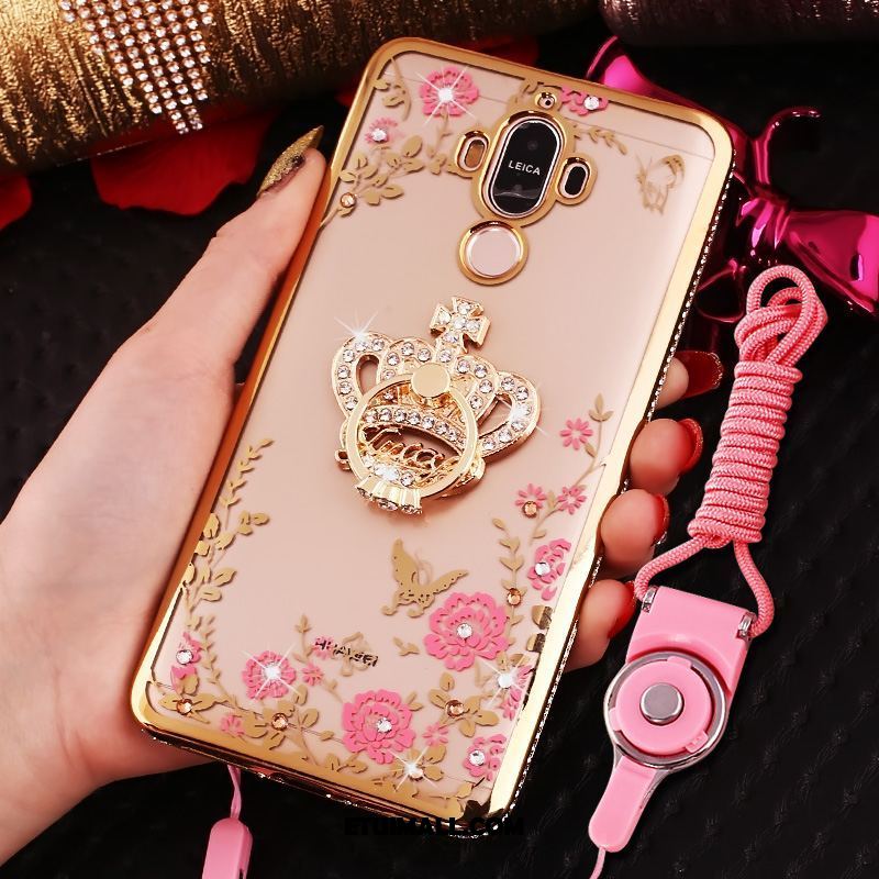 Etui Huawei Mate 9 Silikonowe Telefon Komórkowy Rhinestone Anti-fall Złoto Obudowa Sklep