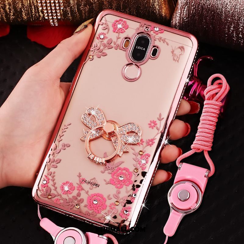 Etui Huawei Mate 9 Silikonowe Telefon Komórkowy Rhinestone Anti-fall Złoto Obudowa Sklep