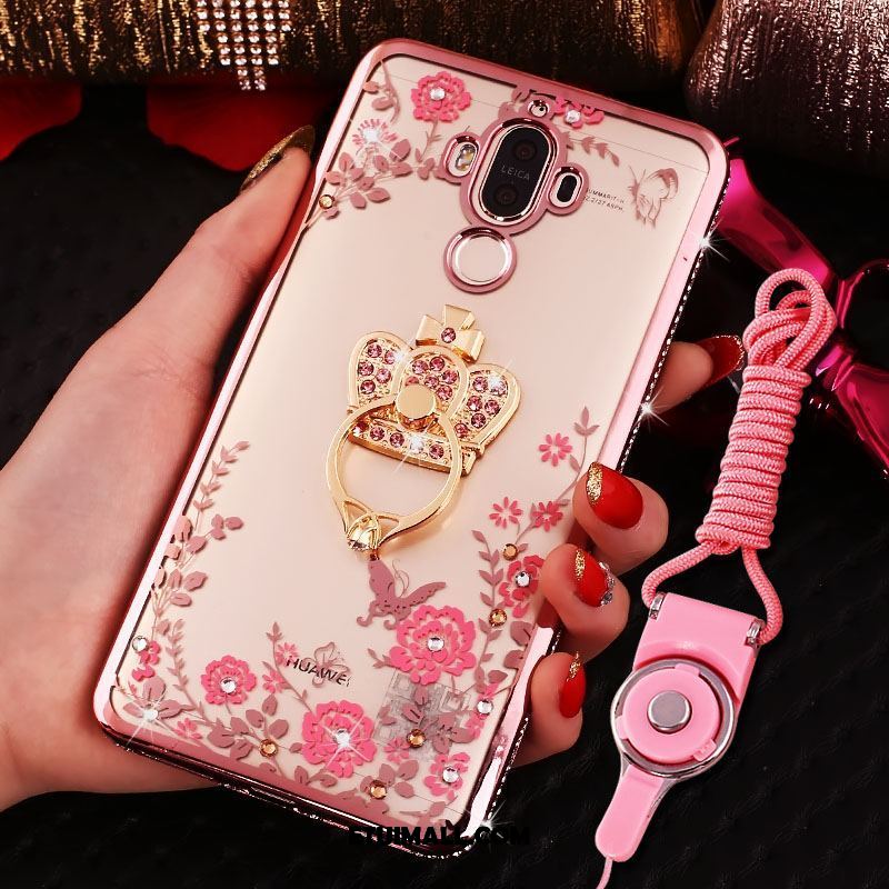 Etui Huawei Mate 9 Silikonowe Telefon Komórkowy Rhinestone Anti-fall Złoto Obudowa Sklep