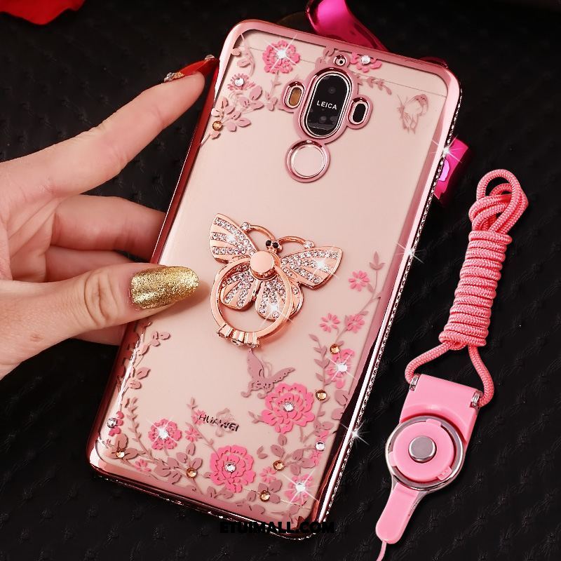 Etui Huawei Mate 9 Silikonowe Telefon Komórkowy Rhinestone Anti-fall Złoto Obudowa Sklep