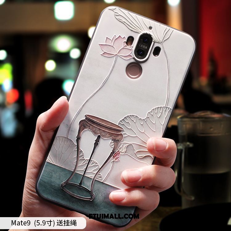 Etui Huawei Mate 9 Telefon Komórkowy Miękki Niebieski Relief Obudowa Tanie