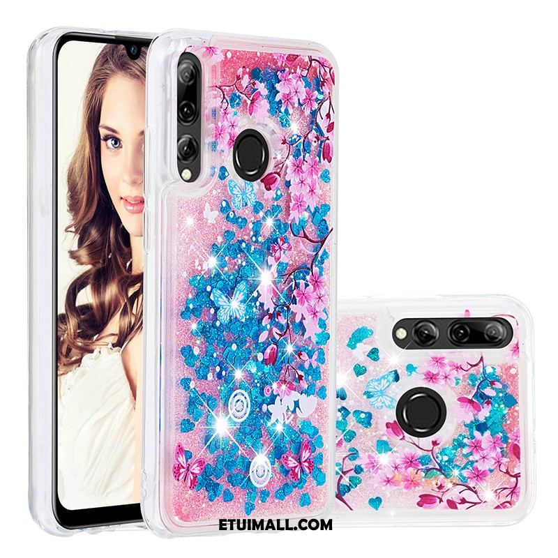 Etui Huawei P Smart+ 2019 Purpurowy Quicksand Motyl Miękki Tendencja Pokrowce Kup