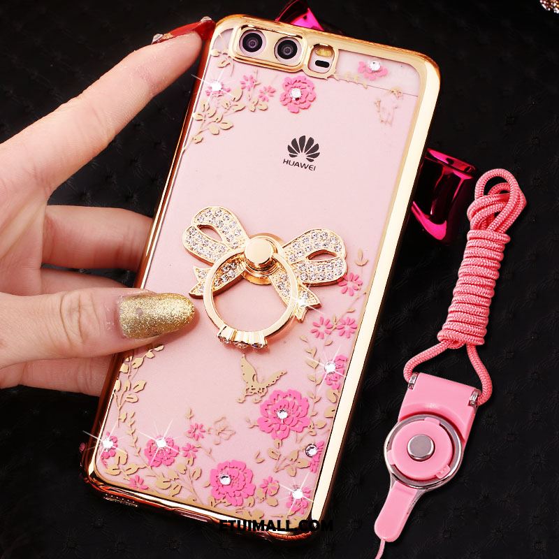 Etui Huawei P10 Rhinestone Różowe Złoto Miękki Mały Ring Obudowa Sklep