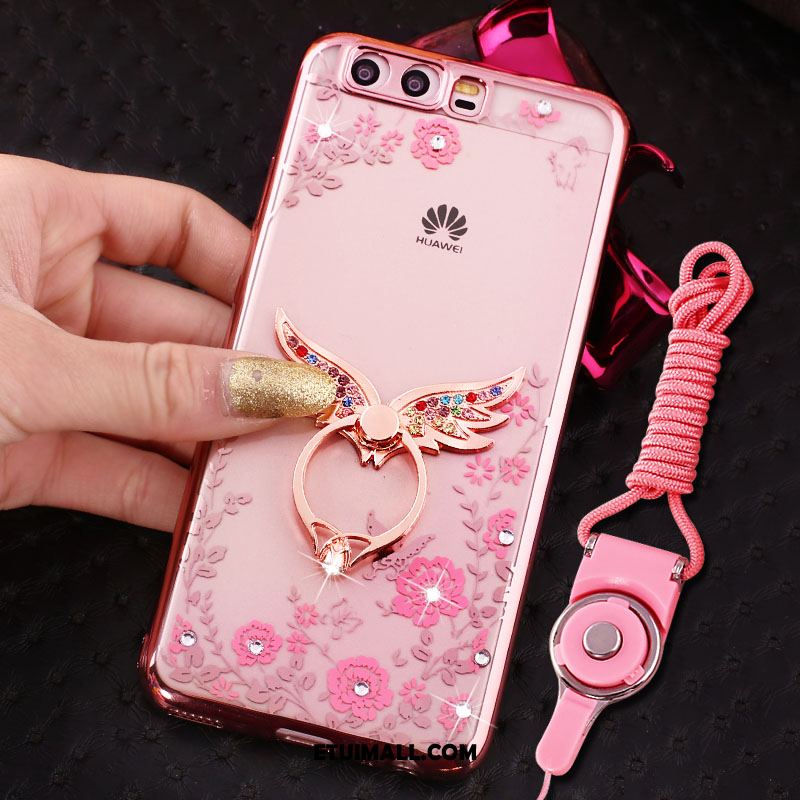 Etui Huawei P10 Rhinestone Różowe Złoto Miękki Mały Ring Obudowa Sklep