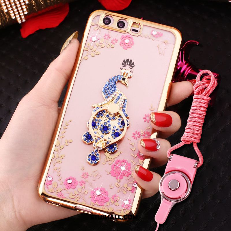 Etui Huawei P10 Rhinestone Różowe Złoto Miękki Mały Ring Obudowa Sklep