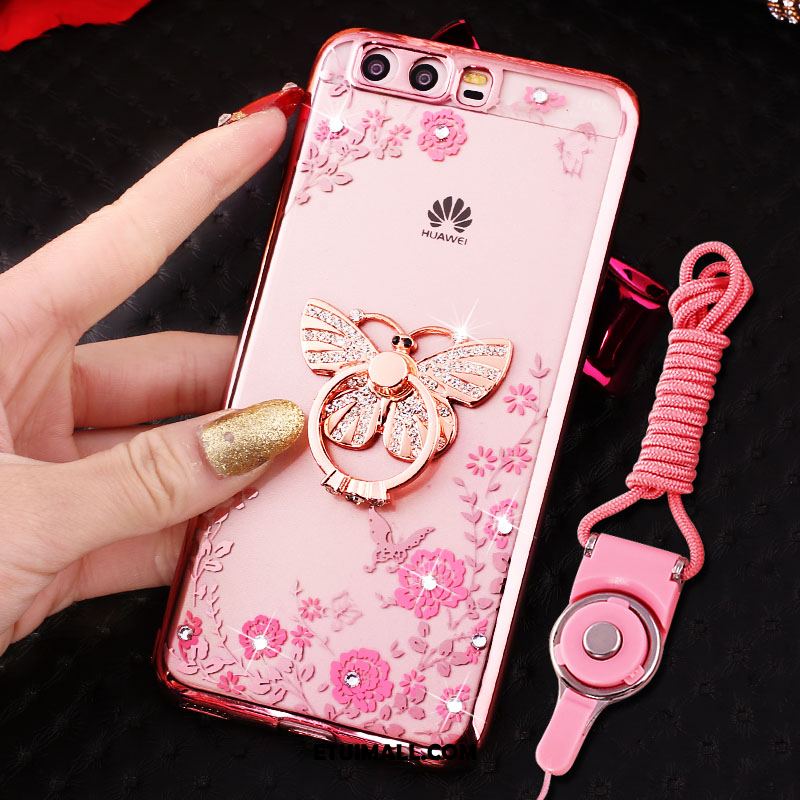 Etui Huawei P10 Rhinestone Różowe Złoto Miękki Mały Ring Obudowa Sklep