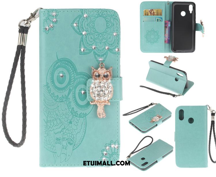 Etui Huawei P20 Lite Skórzany Futerał Rhinestone Wiszące Ozdoby Ochraniacz Kotek Pokrowce Oferta