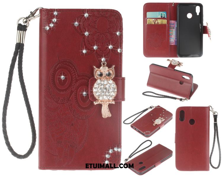 Etui Huawei P20 Lite Skórzany Futerał Rhinestone Wiszące Ozdoby Ochraniacz Kotek Pokrowce Oferta