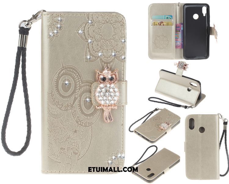 Etui Huawei P20 Lite Skórzany Futerał Rhinestone Wiszące Ozdoby Ochraniacz Kotek Pokrowce Oferta