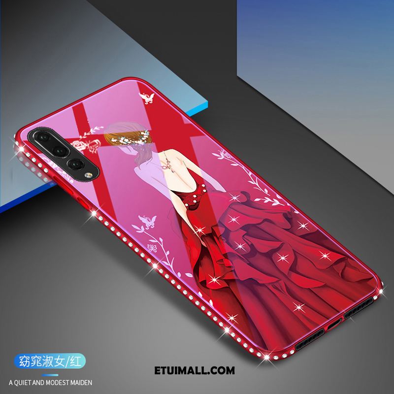 Etui Huawei P20 Pro Rhinestone Szkło Niebieski Telefon Komórkowy Czarny Obudowa Na Sprzedaż