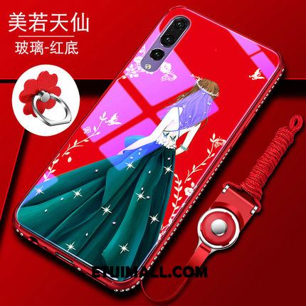 Etui Huawei P20 Pro Silikonowe All Inclusive Czerwony Szkło Rhinestone Futerał Online