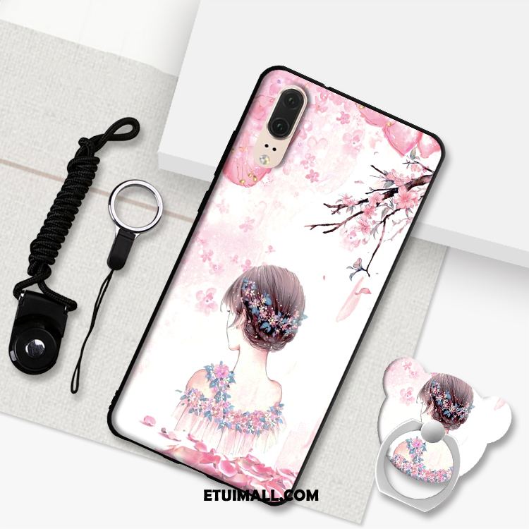 Etui Huawei P20 Relief Wiszące Ozdoby Anti-fall Wspornik Biały Futerał Tanie