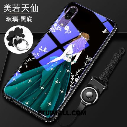 Etui Huawei P20 Telefon Komórkowy Rhinestone Czerwony Szkło All Inclusive Futerał Tanie