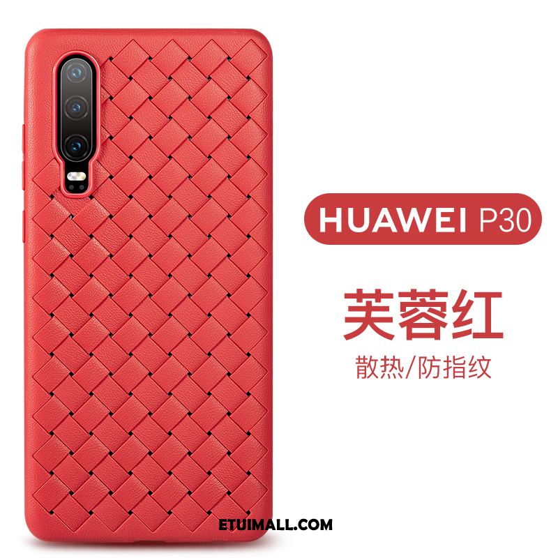 Etui Huawei P30 Oddychające Skóra Różowe Biznes Przeplatane Pokrowce Tanie