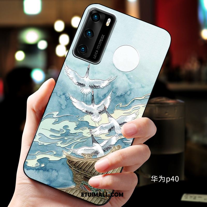 Etui Huawei P40 Ochraniacz Relief Telefon Komórkowy Miękki Niebieski Pokrowce Sklep