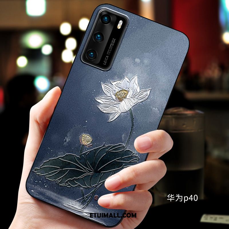 Etui Huawei P40 Ochraniacz Relief Telefon Komórkowy Miękki Niebieski Pokrowce Sklep