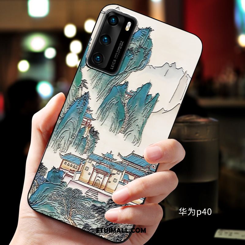 Etui Huawei P40 Ochraniacz Relief Telefon Komórkowy Miękki Niebieski Pokrowce Sklep