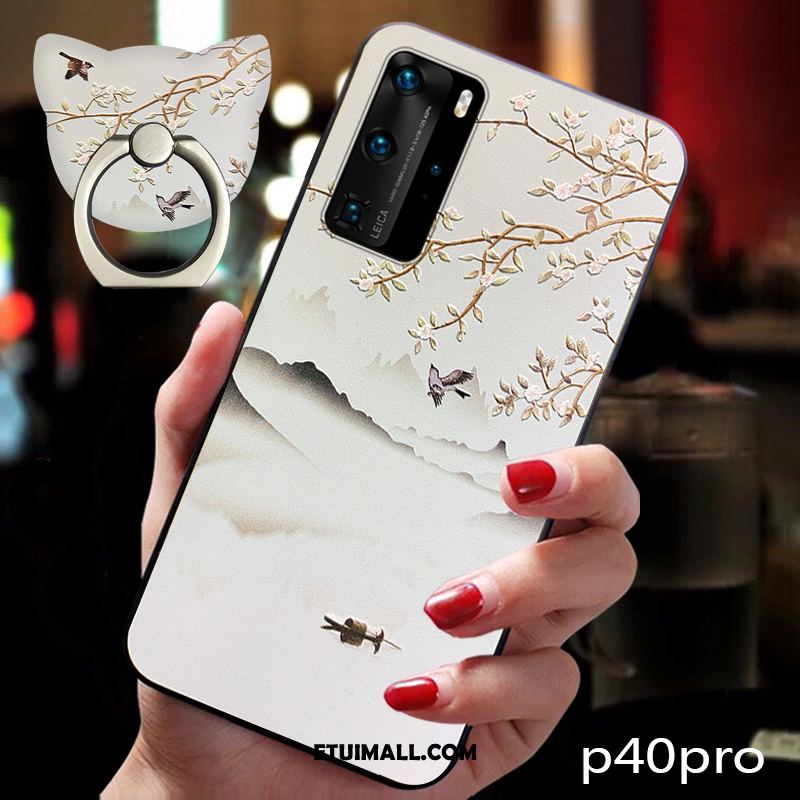 Etui Huawei P40 Pro Różowe Silikonowe Vintage Telefon Komórkowy Anti-fall Futerał Online