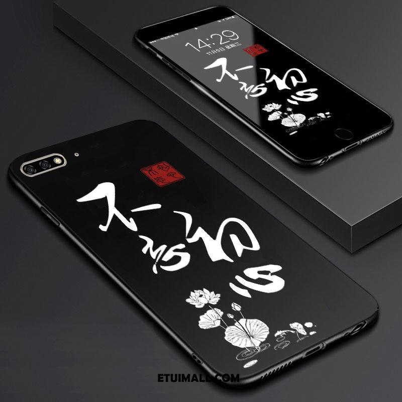 Etui Huawei Y6 2018 Miękki Sztuka Telefon Komórkowy Czarny Szkło Hartowane Pokrowce Tanie