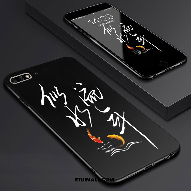 Etui Huawei Y6 2018 Miękki Sztuka Telefon Komórkowy Czarny Szkło Hartowane Pokrowce Tanie