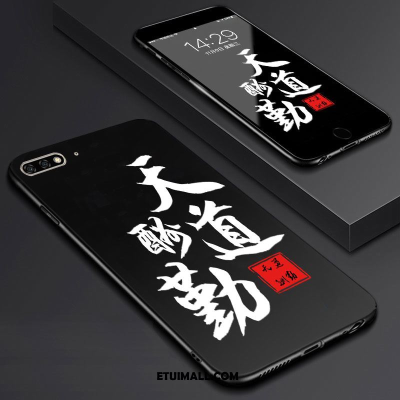 Etui Huawei Y6 2018 Miękki Sztuka Telefon Komórkowy Czarny Szkło Hartowane Pokrowce Tanie