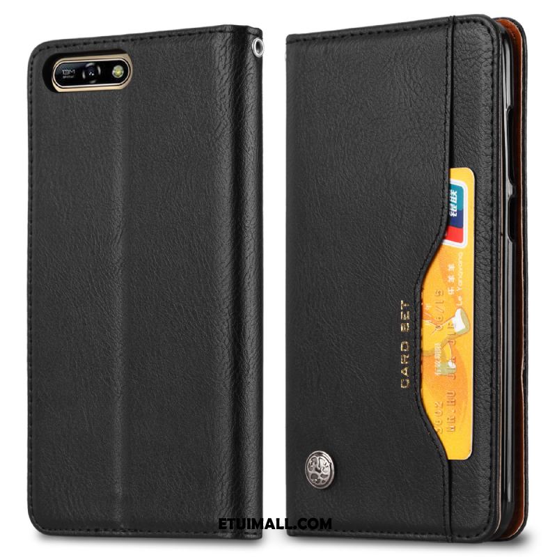 Etui Huawei Y6 2018 Ochraniacz Wzór Automatycznie Vintage Karta Futerał Tanie