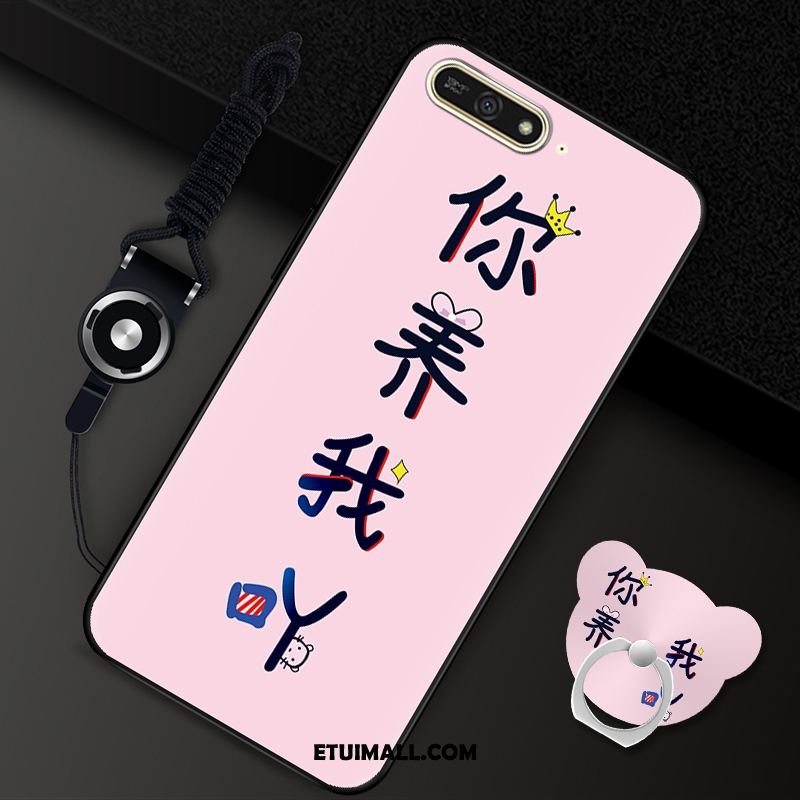 Etui Huawei Y7 2018 Silikonowe Różowe Miękki Telefon Komórkowy Wisząca Szyja Obudowa Kup