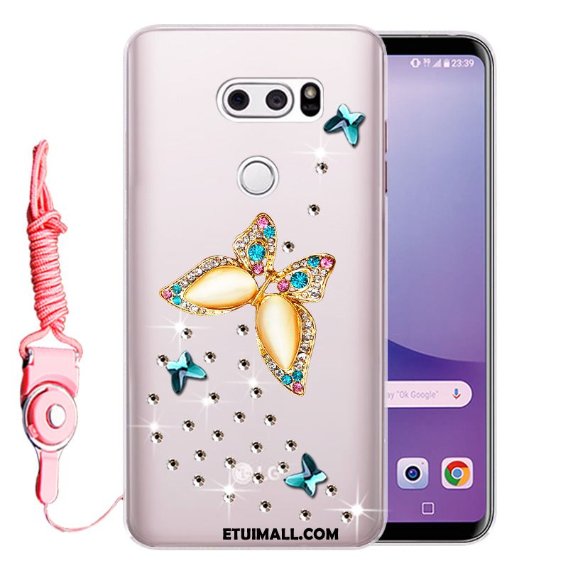 Etui Lg V30 Gorąco Silikonowe Rhinestone Anti-fall Złoto Futerał Sprzedam