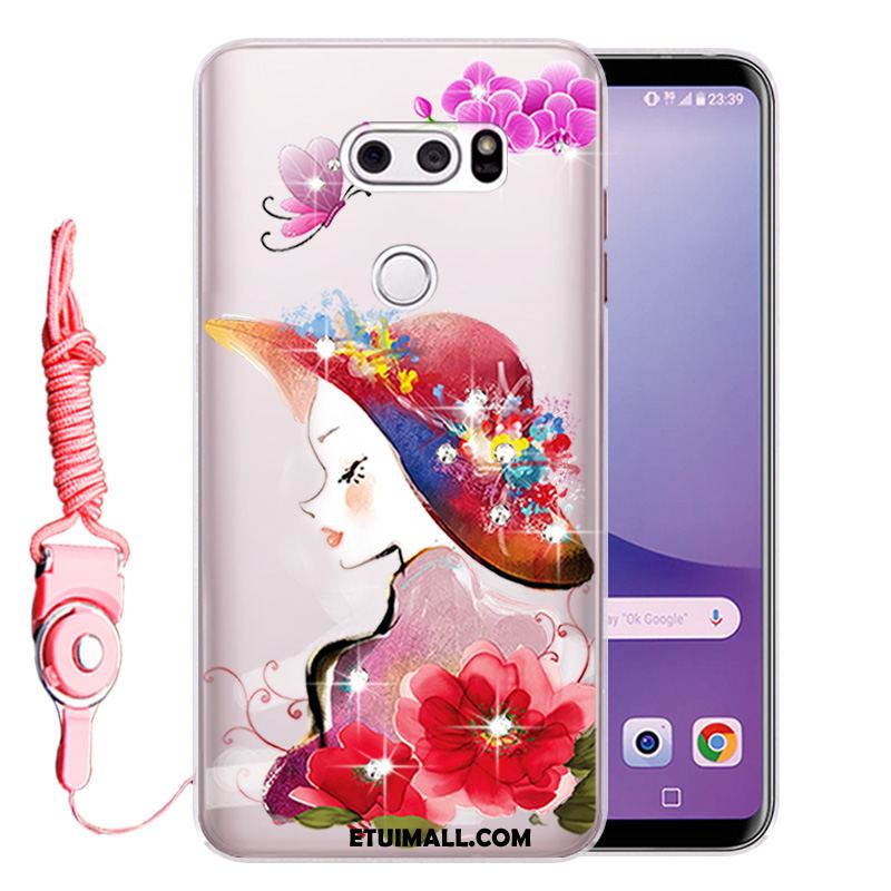 Etui Lg V30 Gorąco Silikonowe Rhinestone Anti-fall Złoto Futerał Sprzedam