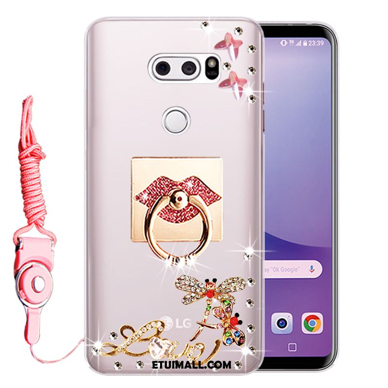 Etui Lg V30 Gorąco Silikonowe Rhinestone Anti-fall Złoto Futerał Sprzedam