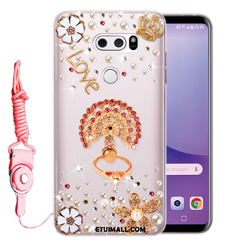 Etui Lg V30 Gorąco Silikonowe Rhinestone Anti-fall Złoto Futerał Sprzedam