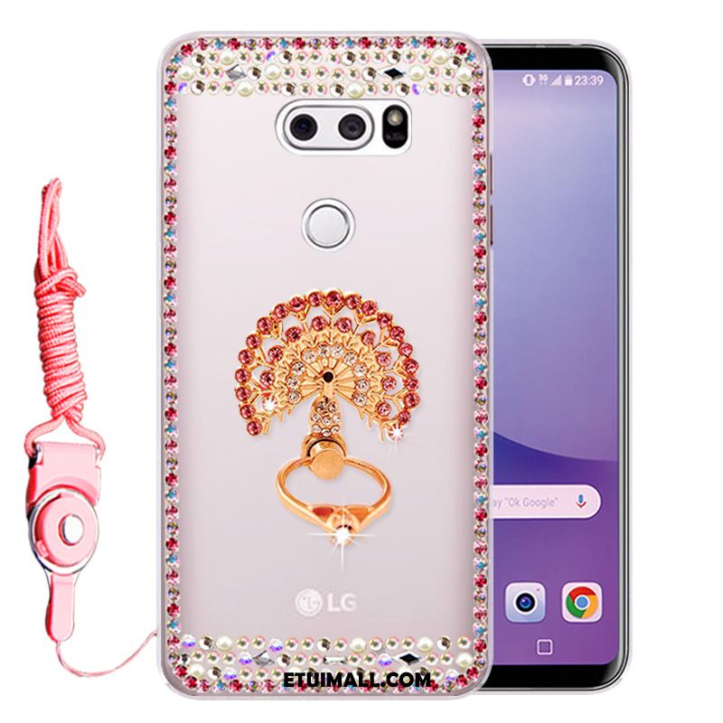 Etui Lg V30 Gorąco Silikonowe Rhinestone Anti-fall Złoto Futerał Sprzedam